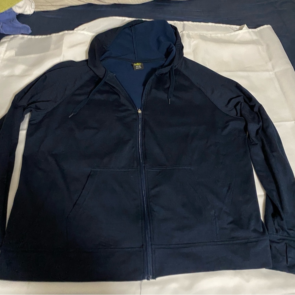 Athletic Works Navy Zip Hoodie XXL Lightweight Stretch Athleisure